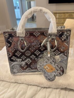 LV “Inspired” Silver Vernis Mini Alma Tote with Charm